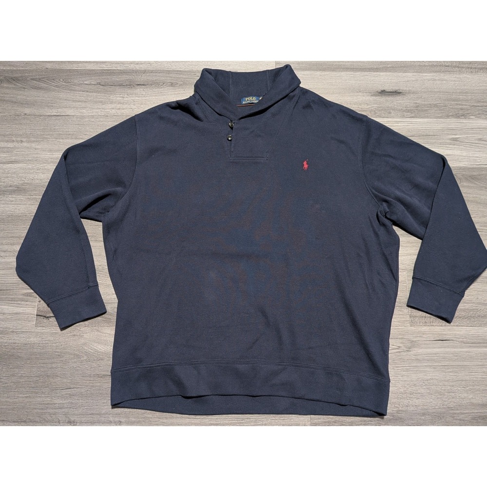 Polo Ralph Lauren Men's Navy Blue Shawl Collar Knit Sweater Size 3XLT